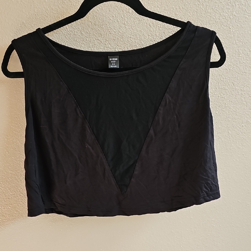 SHEIN Black V-Neck Crop Top
